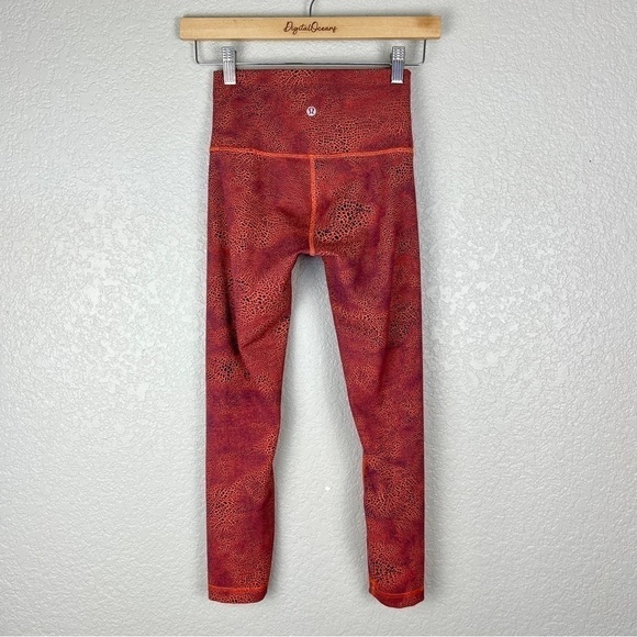 Lululemon Wunder Train High-Rise Crop Leggings, Crackle Glaze Orange - EUC - Picture 6 of 8